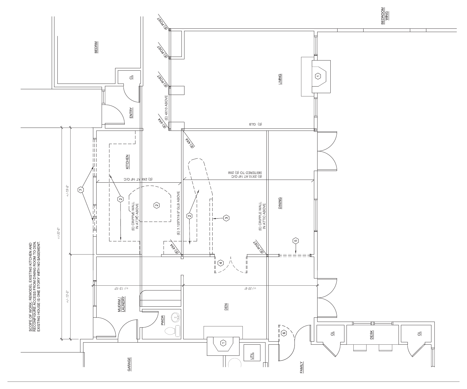 Floor plan of the kitchen before the remodel
